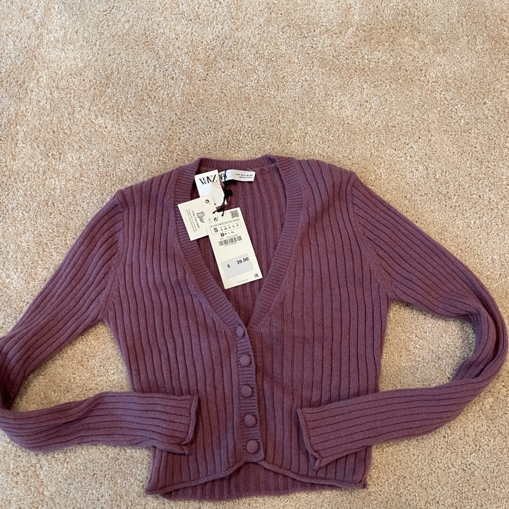 NWT! Zara purple button up sweater